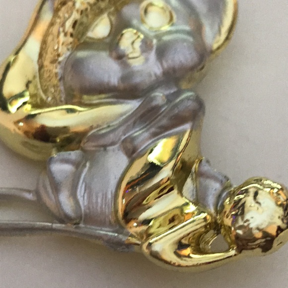 MOUSE PIN BROOCH Silver & Gold tone - Picture 3 of 5